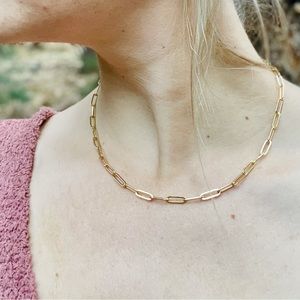 18k Gold Plated Paperclip Chain Necklace